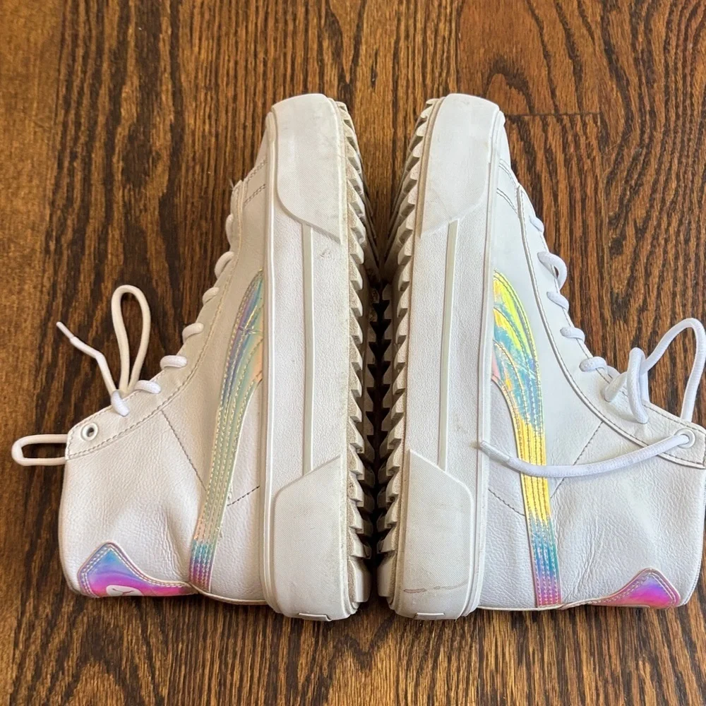 Puma White High-Top Sneakers with Iridescent Detail